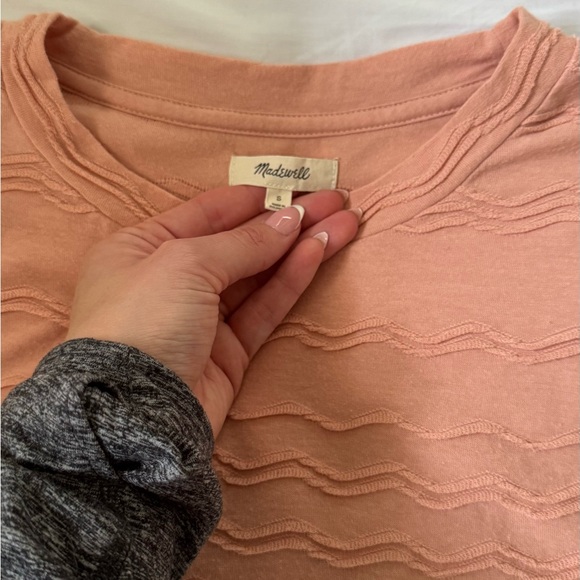 Madewell Peach Wave-Textured Short Sleeve Top - Picture 2 of 2